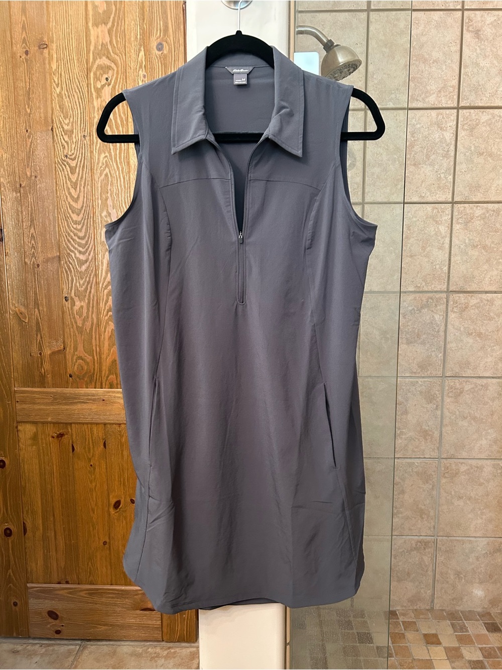 Eddie Bauer Charcoal Gray Polo Dress with Zip M